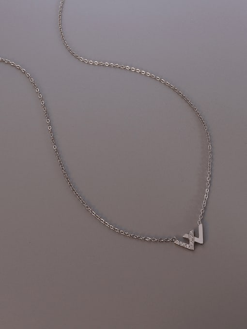 MAKA Titanium 316L Stainless Steel Cubic Zirconia Minimalist Letter W  Necklace with e-coated waterproof 3