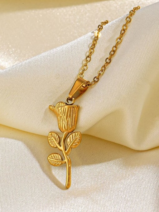 J$L  Steel Jewelry Stainless steel Flower Vintage Necklace 1