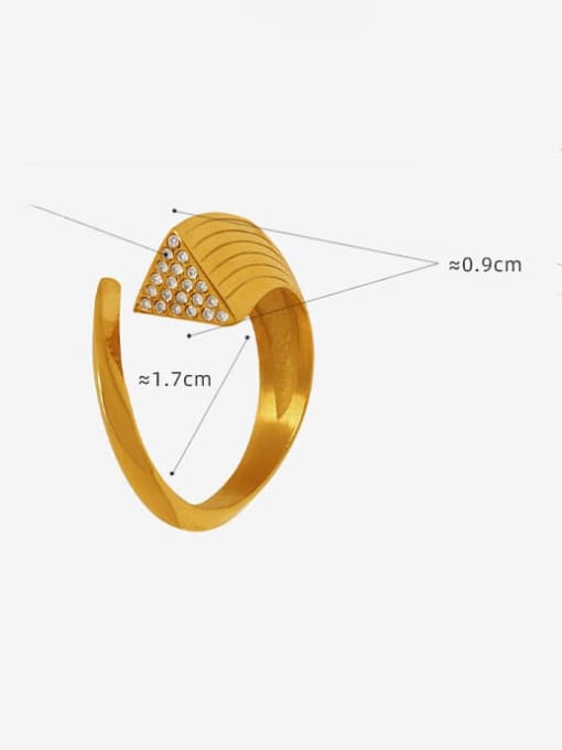 MAKA Titanium Steel Cubic Zirconia Geometric Dainty Band Ring 2
