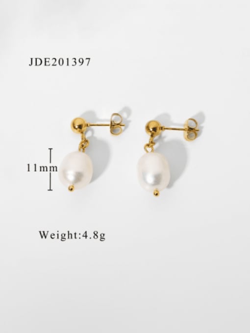 JDE201397 Stainless steel Imitation Pearl Geometric Minimalist Drop Earring