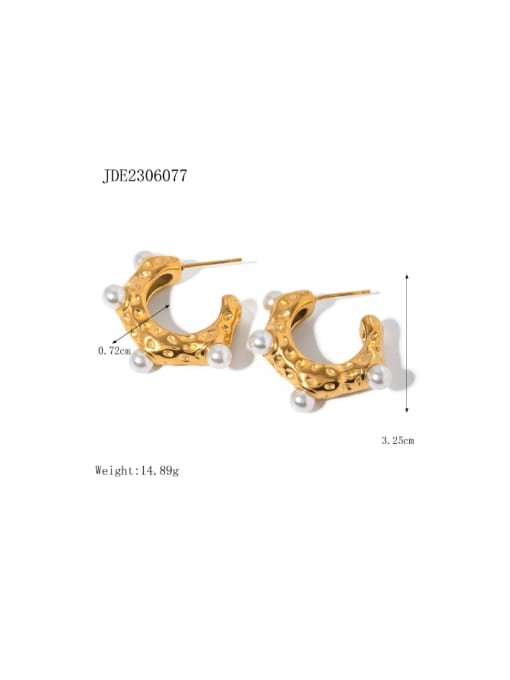 J&D Titanium Steel Imitation Pearl C Shape Hip Hop Drop Earring 1