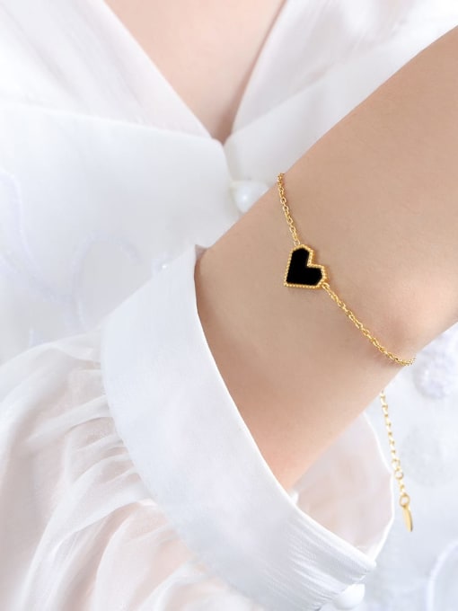 E477 Gold Black Acrylic Bracelet 15 +5cm Titanium Steel Acrylic Minimalist Heart Earring Bracelet and Necklace Set