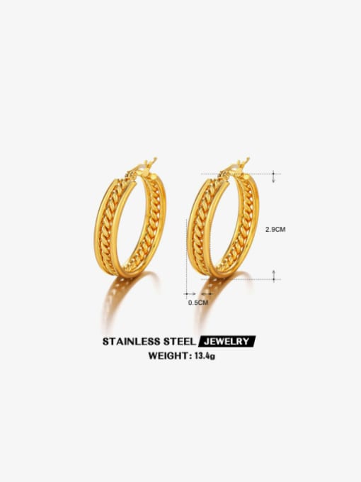 J$L  Steel Jewelry Stainless steel Twist Geometric Hip Hop Hoop Earring 1