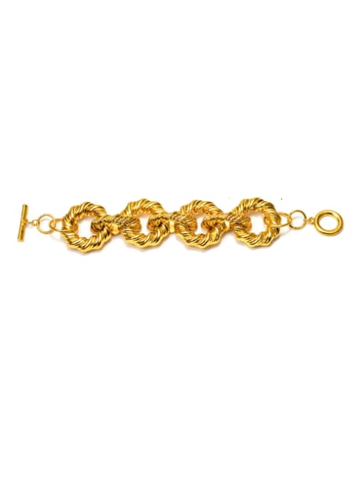 golden Alloy Geometric Hip Hop Bracelet