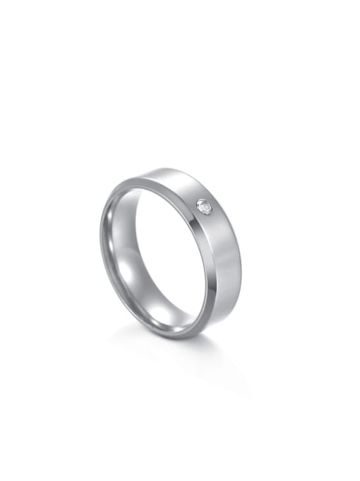 Steel  men's 6MM Stainless steel Rhinestone Geometric Minimalist Couple Ring