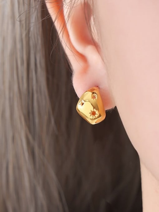 F100 Gold Earrings Brass Imitation Pearl Geometric Hip Hop Drop Earring