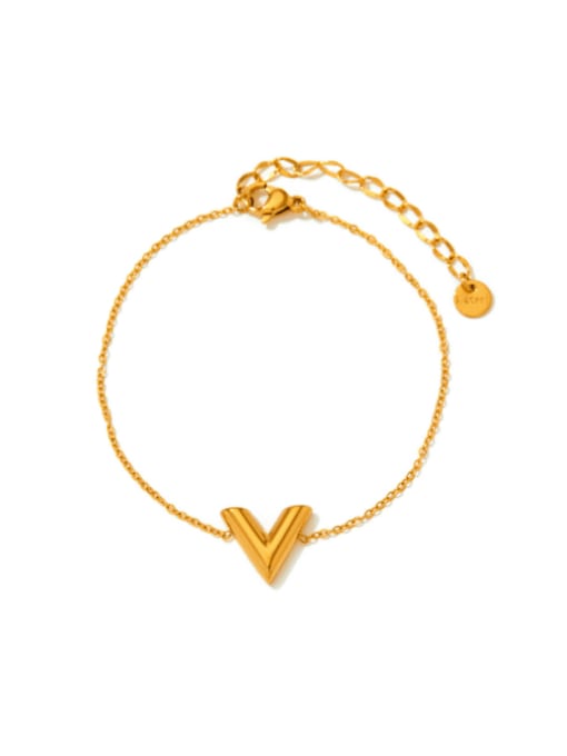 SBK021 Gold Stainless steel Triangle V Shape  Minimalist Link Bracelet