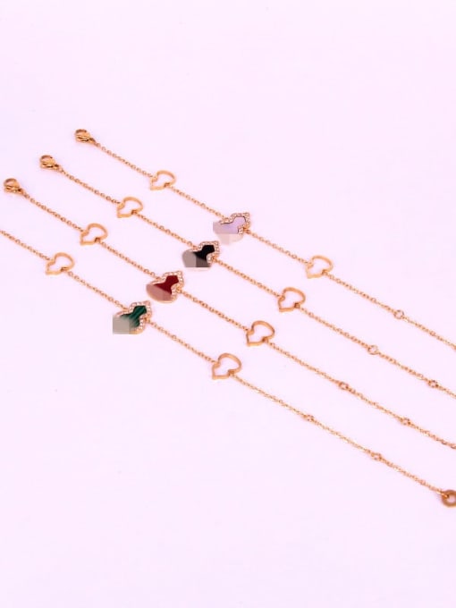 K.Love Titanium Steel Enamel Heart Minimalist Link Bracelet 0