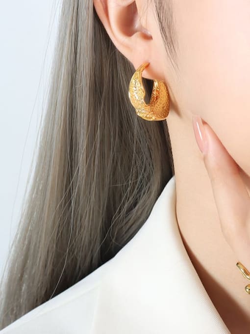 F812 Gold Earrings Titanium Steel Geometric Trend Hoop Earring