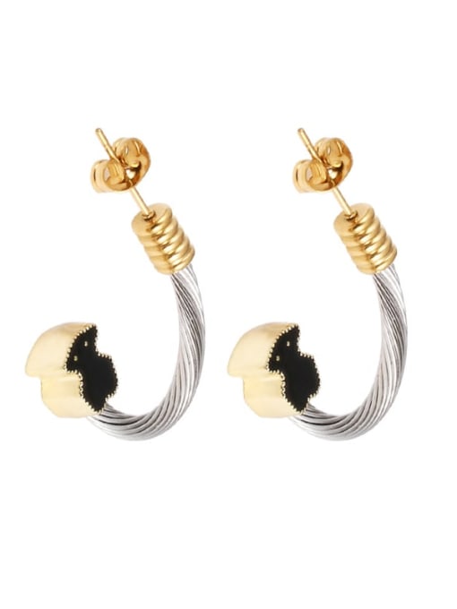 white gold Bear Earrings Stainless steel Hip Hop Bear Ring Earring And Bracelet Set