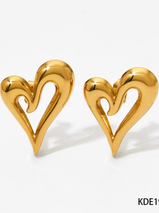 Gold KDE1946 points or so) Stainless steel Heart Trend Stud Earring