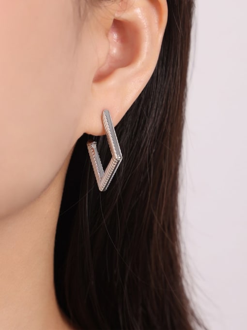 F1377 diamond striped steel earrings Titanium Steel Geometric Minimalist Drop Earring