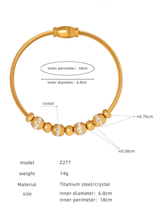 Z277 Gold Bracelet Titanium Steel Cubic Zirconia Geometric Hip Hop Adjustable Bracelet