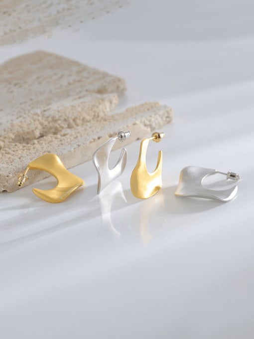 QJM Brass Geometric Minimalist Stud Earring 1