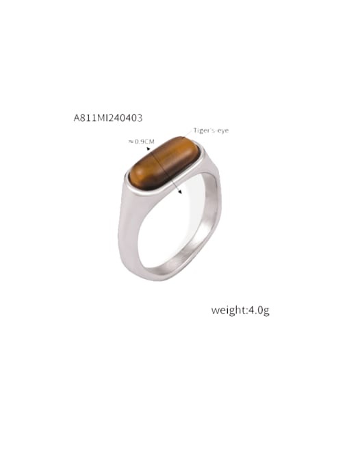 A811 Steel Ring Titanium Steel Tiger Eye Geometric Dainty Band Ring