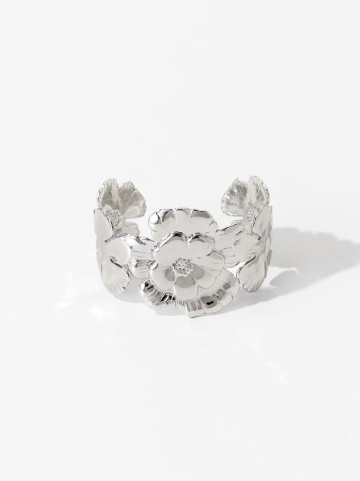 Clioro Stainless steel Flower Trend Cuff Bangle