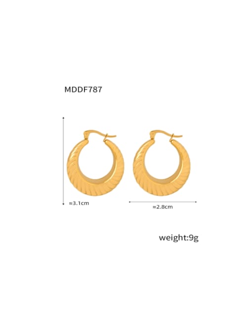 F787 Gold Earrings Titanium Steel Geometric Minimalist Hoop Earring