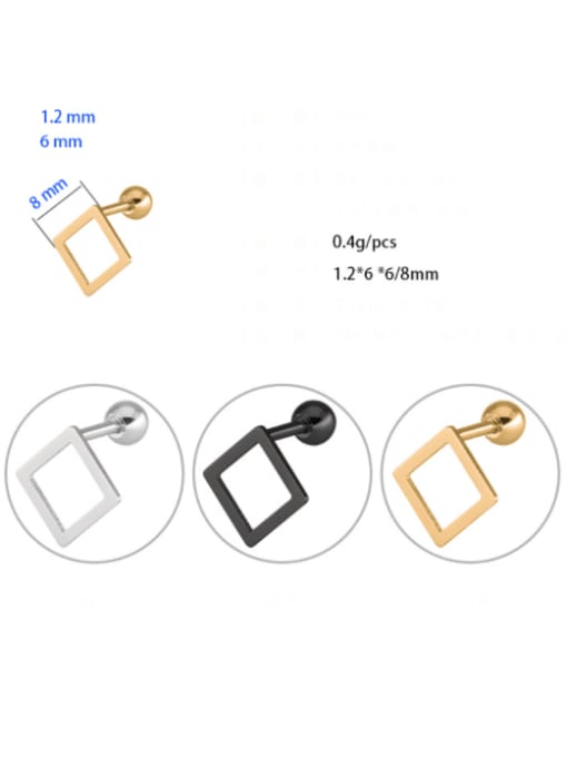 BELII Titanium Steel Square Minimalist Single Earring(Single-Only One) 4