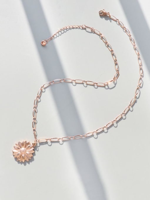 Rose gold chain 45 cm Titanium 316L Stainless Steel Flower Cute Necklace with e-coated waterproof