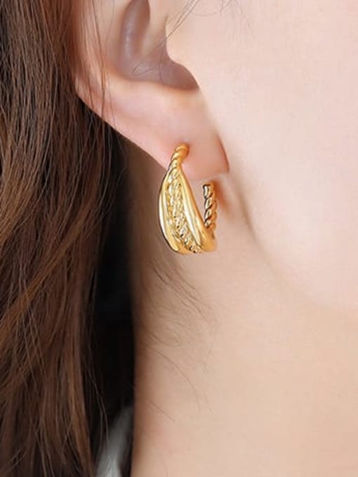 MAKA Brass Geometric Vintage Stud Earring 2