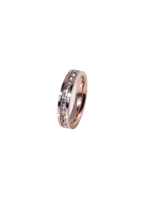 K.Love Titanium Steel Cubic Zirconia Geometric Trend Band Ring 0