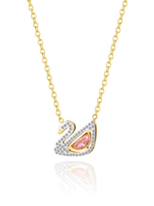 SN22022203 Stainless steel Cubic Zirconia Swan Dainty Necklace