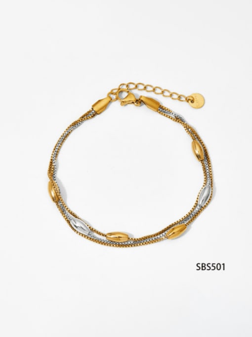 Gold + Steel Bracelet SBS501 Stainless steel Minimalist Multi-Layer Chain  Bracelet and Necklace Set