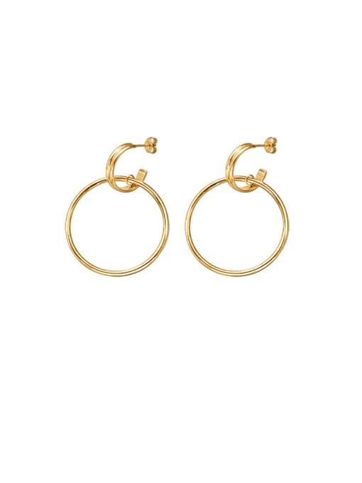 gold Titanium 316L Stainless Steel  Hollow Geometric Minimalist Hoop Earring with e-coated waterproof