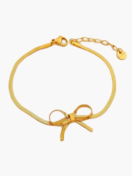 Golden Bracelet BKS585 Stainless steel  Dainty Bowknot Earring Bracelet and Necklace Set