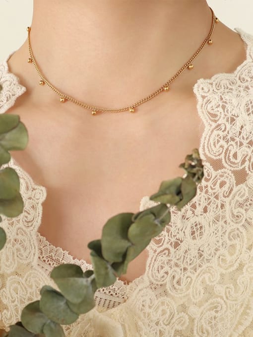 P568 gold necklace 36+ 6cm Titanium Steel Round Minimalist Necklace
