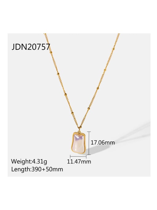 J&D Stainless steel Imitation Pearl Rectangle Trend Necklace 4