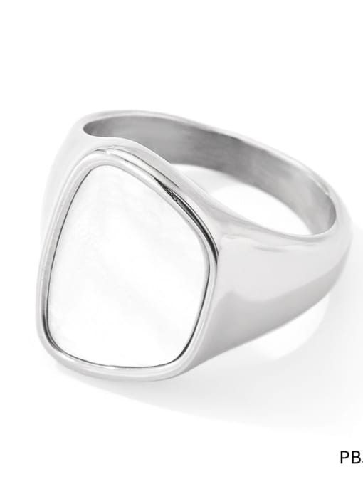 PBJ213 Platinum Stainless steel Shell Geometric Trend Band Ring