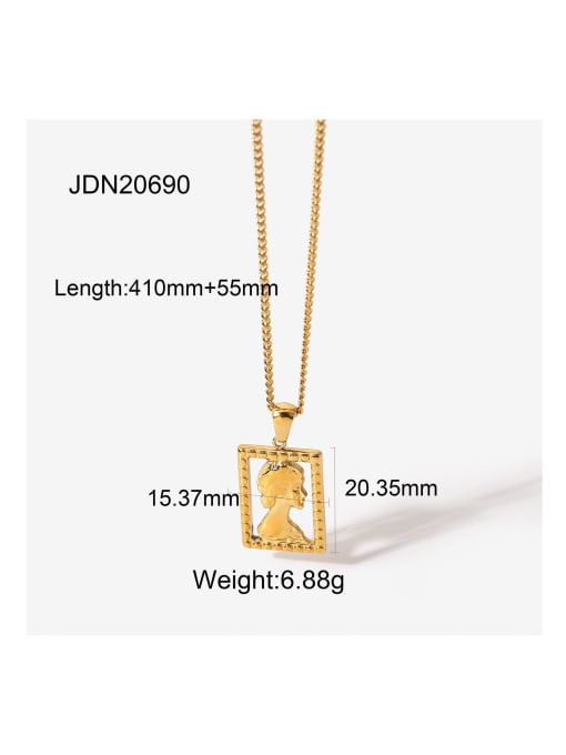 JDN20690 Stainless steel Rectangle Elizabeth Trend Necklace