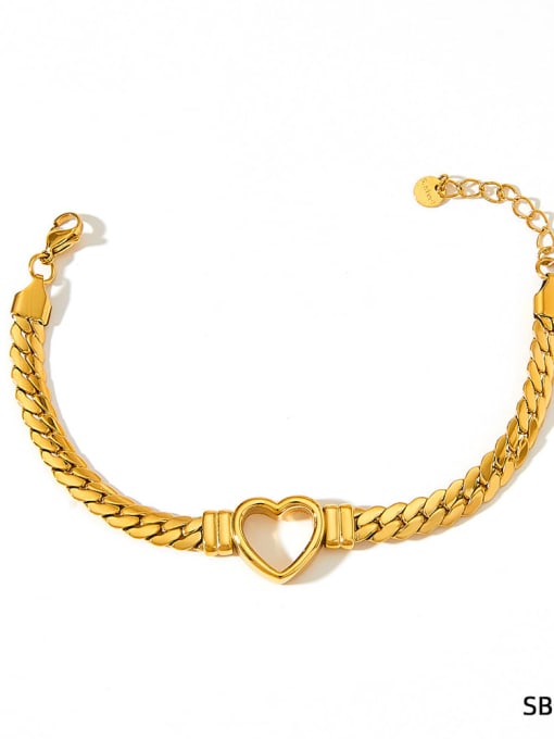 SBK020 Bracelet Gold Stainless steel Heart Trend Link Bracelet