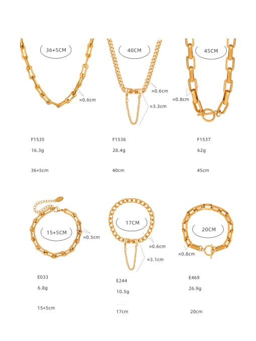 MAKA Titanium Steel Hip Hop Geometric  Chain Bracelet and Necklace Set 3