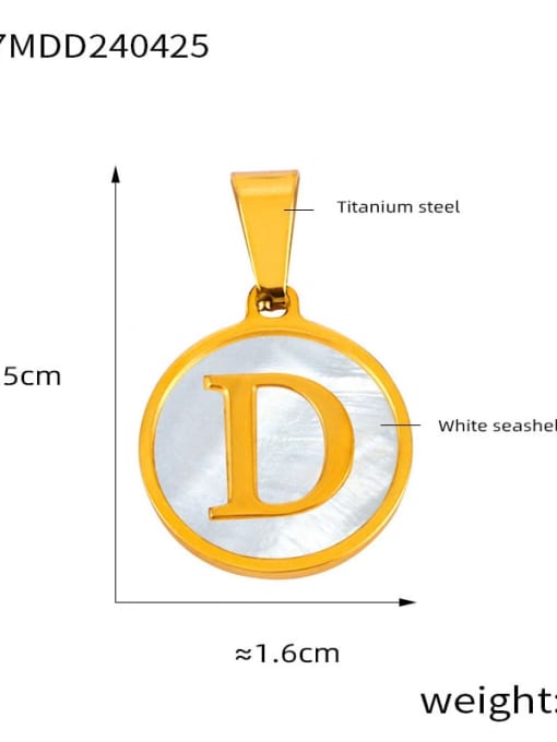 D77 Golden Letter D Pendant Titanium Steel Shell Minimalist Letter  Pendant