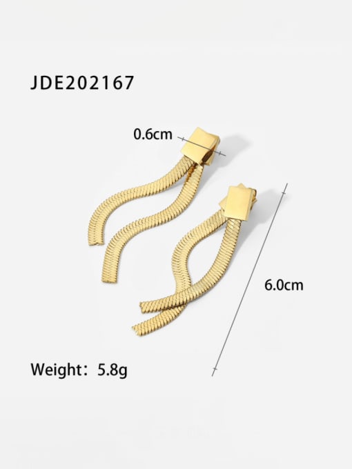 J&D Stainless steel Snake Bone Chain Tassel Vintage Drop Earring 3