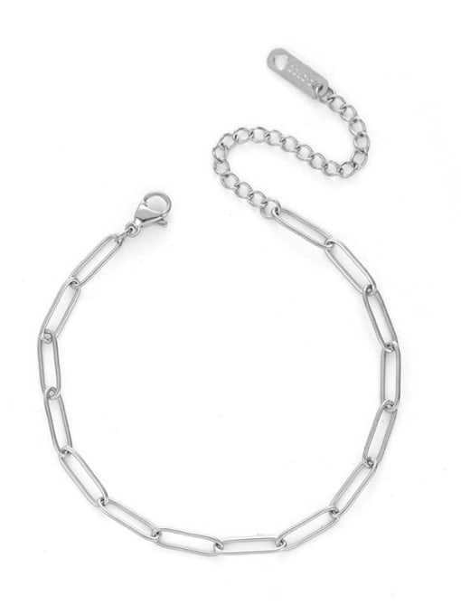 Cross Plain Chain Bracelet Steel Color Titanium Steel Trend Geometric Bracelet and Necklace Set