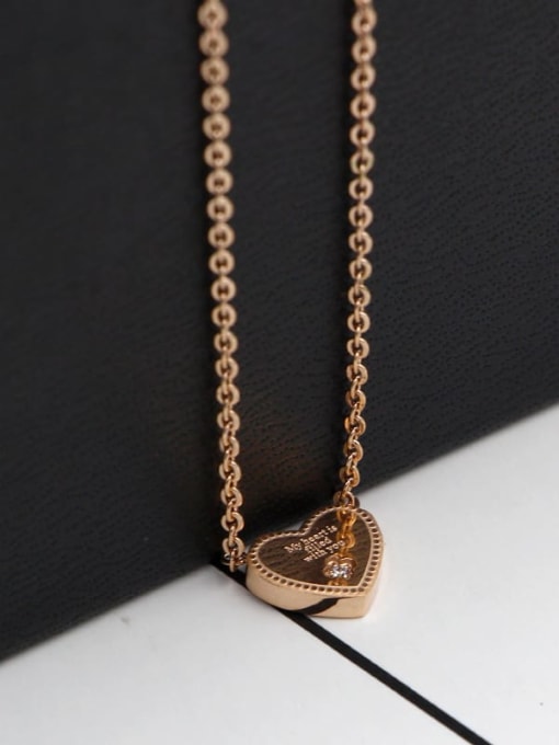 K.Love Titanium Cubic Zirconia Heart Dainty Necklace 4