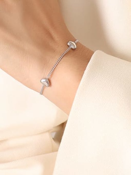 E317 steel bracelet 15 +5cm Titanium Steel Minimalist Heart Bracelet and Necklace Set