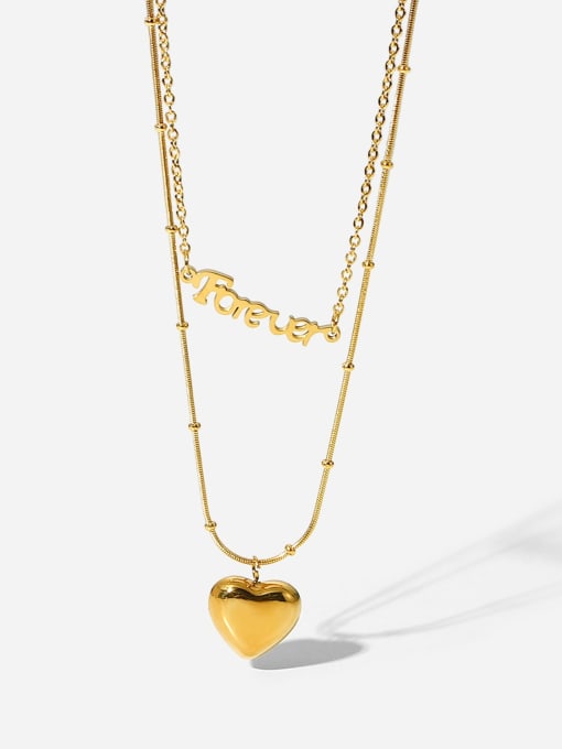 J&D Stainless steel Heart Minimalist Multi Strand Necklace 0