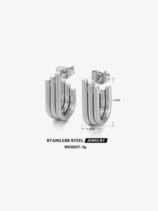 Steel colored geometric earrings Stainless steel Geometric Hip Hop Stud Earring