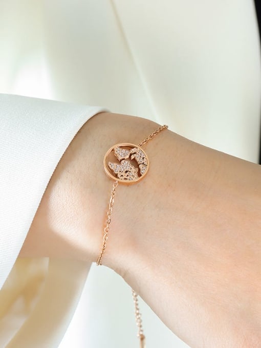 E181 rose gold bracelet 15 +5cm Titanium Steel Cubic Zirconia Minimalist Cloud necklace bracelet