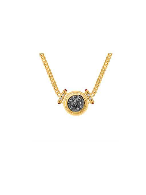 Clioro Brass Round Vintage Necklace 0