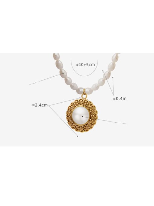 MAKA Titanium Steel Freshwater Pearl Flower Vintage Necklace 2