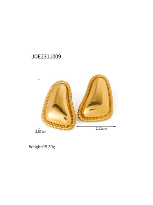 JDE2311009 gold Stainless steel Geometric Hip Hop Stud Earring