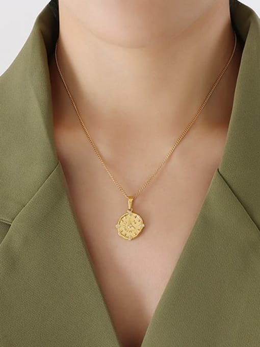 P317 gold necklace 40 +5cm Titanium Steel Geometric Vintage Necklace