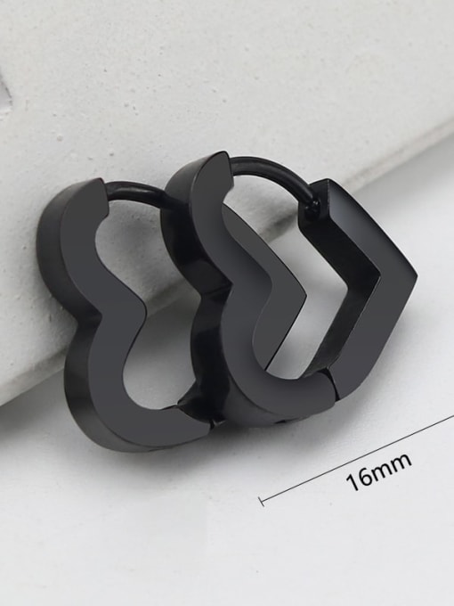 Love black 16mm one Stainless steel Geometric Minimalist Single Earring(Single-Only One)