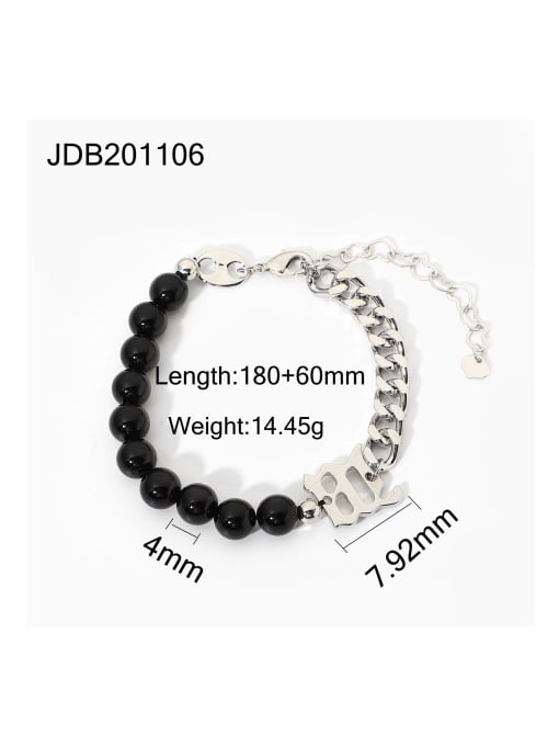 JDB201106 Stainless steel Bead Black Geometric Trend Beaded Bracelet