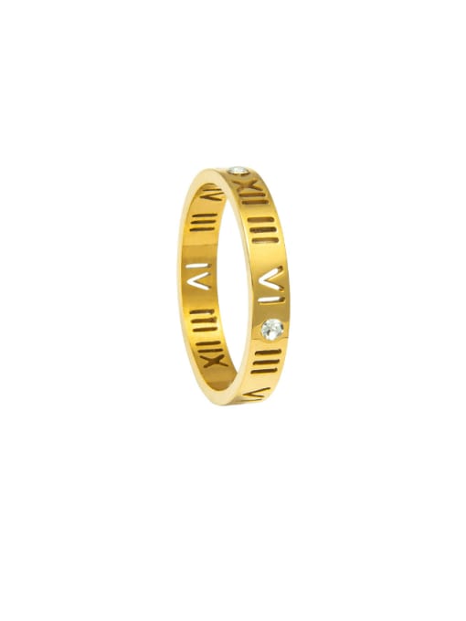 gold Stainless steel Hollow  Letter Minimalist Band Ring